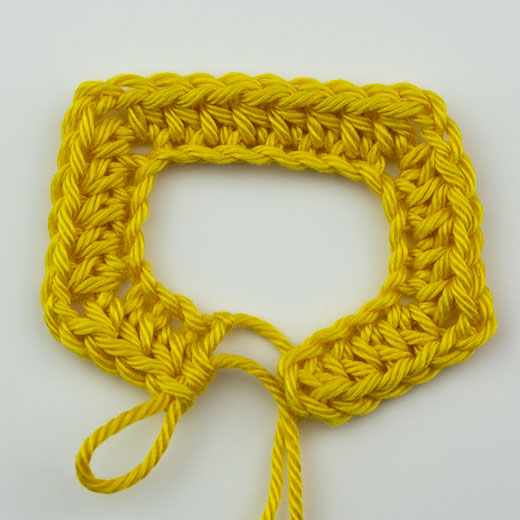 erste Reihe der Jacke fertig gehäkelt